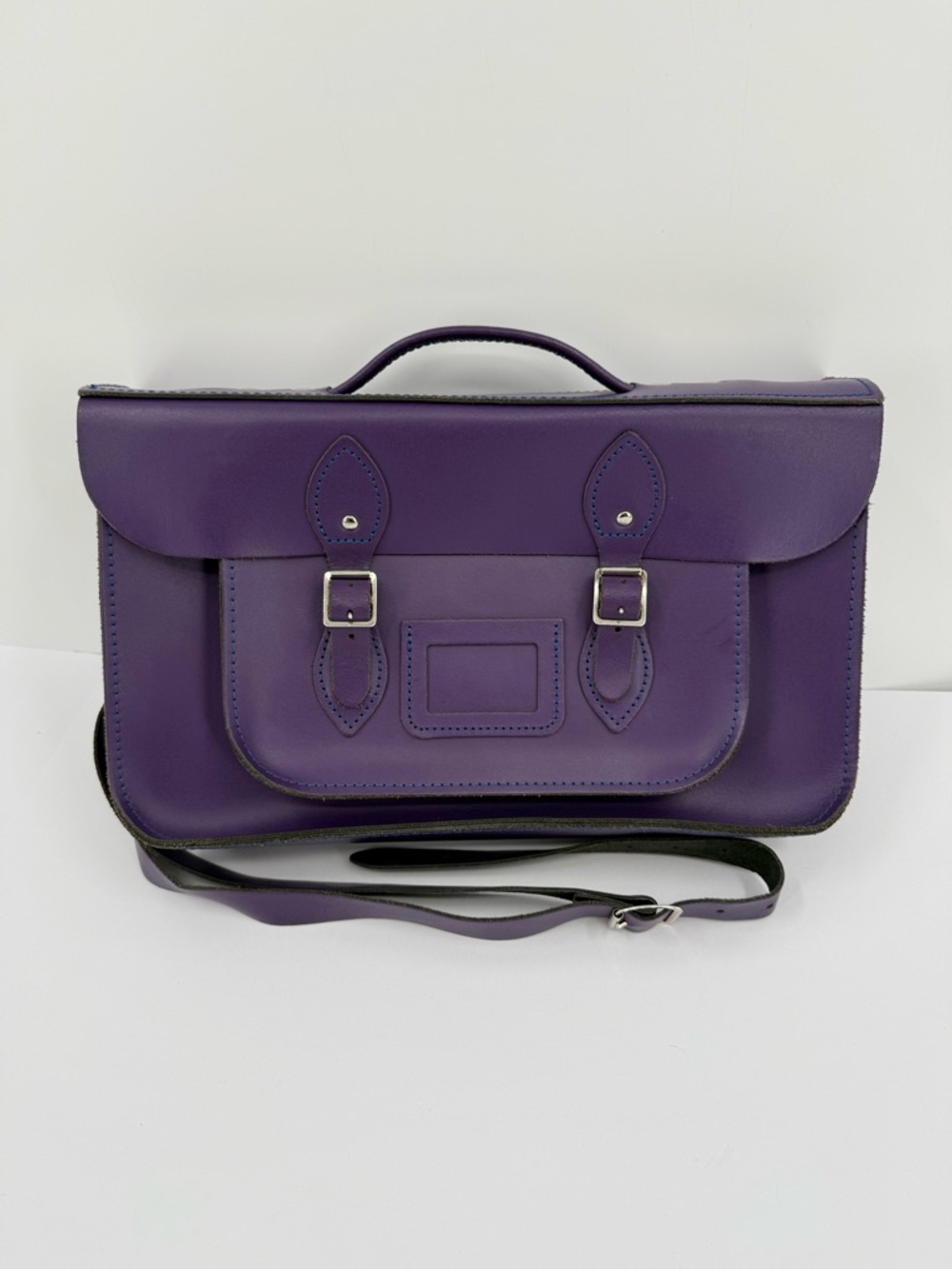 Bohemia Leather Satchel Bag in Purple 14”x10”x4” - Picture 2 of 13